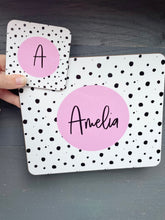 Load image into Gallery viewer, Personalised Dotty Placemat- Pink