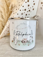 Load image into Gallery viewer, Easter Bunny Wreath Enamel Mug