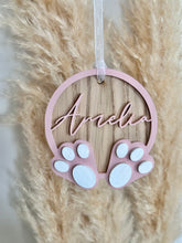 Load image into Gallery viewer, Personalised Wooden Bunny Decoration