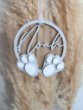 Load image into Gallery viewer, Personalised Wooden Bunny Decoration