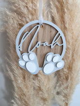 Load image into Gallery viewer, Personalised Wooden Bunny Decoration