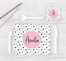 Load image into Gallery viewer, Personalised Dotty Placemat- Pink