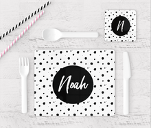 Load image into Gallery viewer, Personalised Dotty Placemat- Black