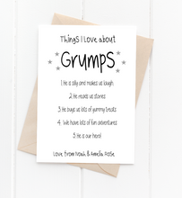 Load image into Gallery viewer, Things I Love about.. Card