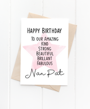 Load image into Gallery viewer, Amazing, Kind, Strong Personalised Birthday Card