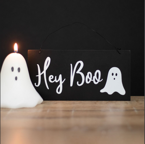 Hey Boo Hanging Sign