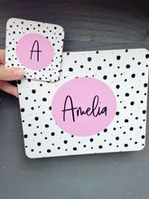 Load image into Gallery viewer, Personalised Dotty Placemat- Pink
