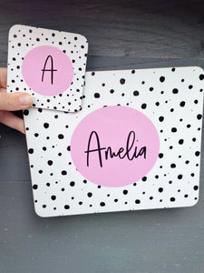 Personalised Dotty Placemat- Pink