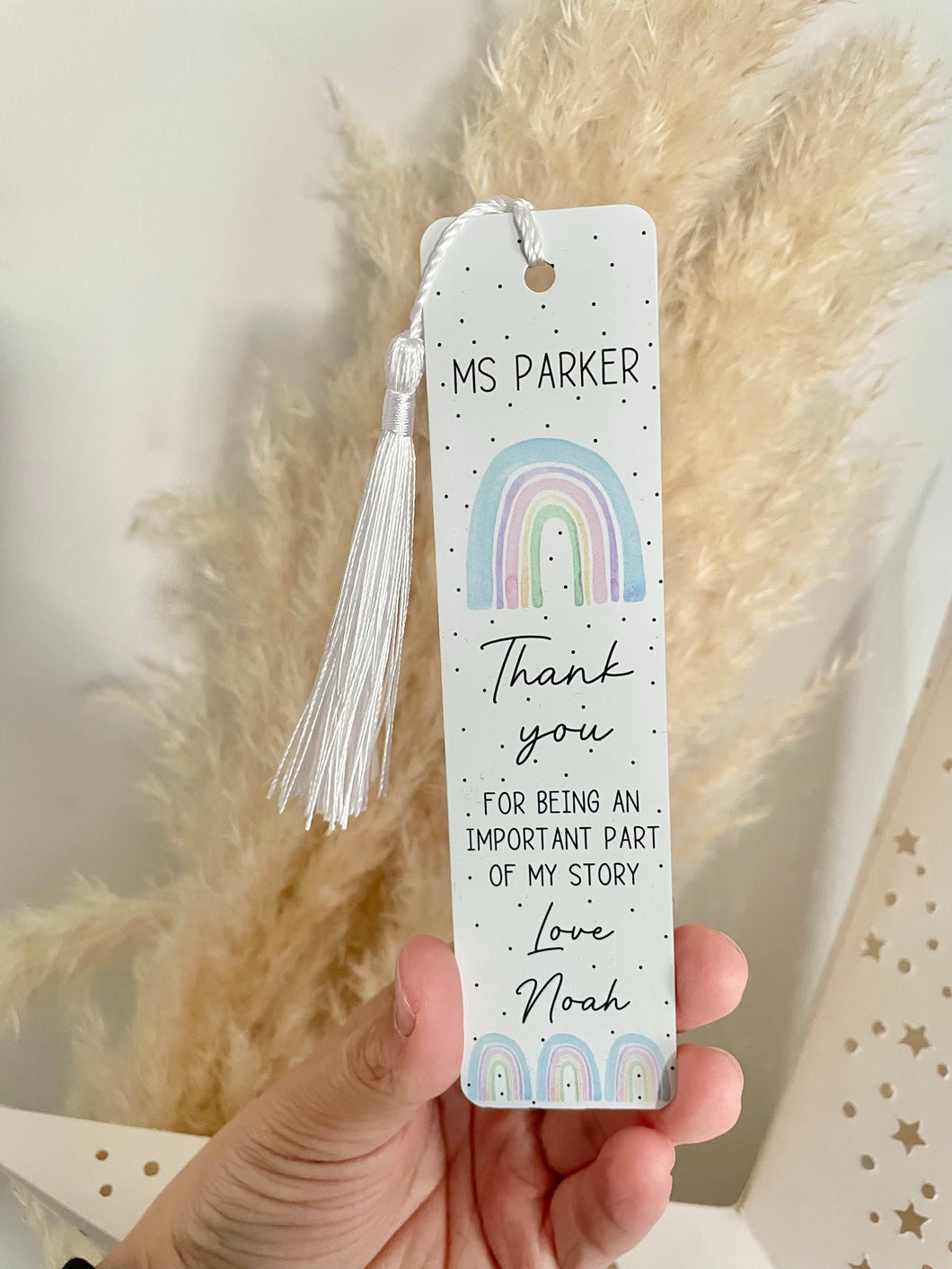 Personalised Teacher Rainbow Bookmark