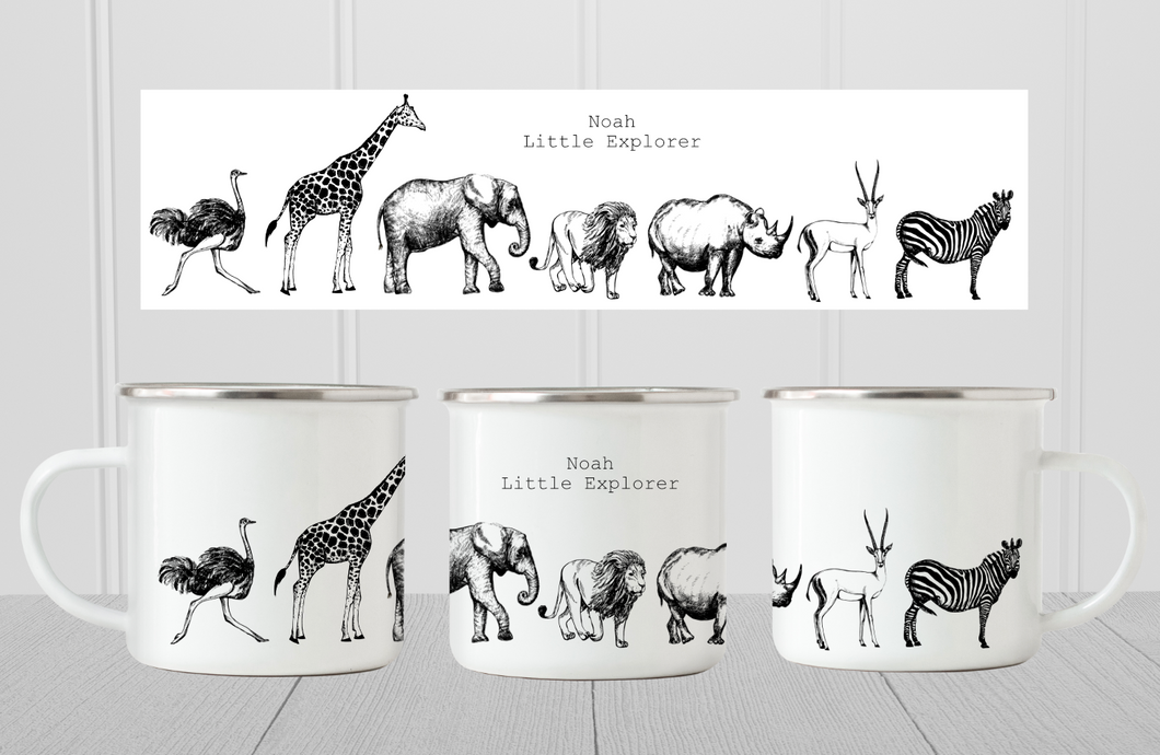 Safari Explorer Mug- Black and White
