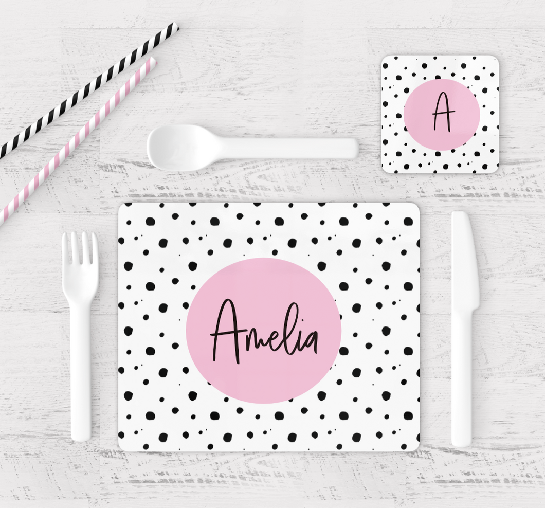 Personalised Dotty Placemat- Pink