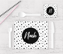 Load image into Gallery viewer, Personalised Dotty Placemat- Black
