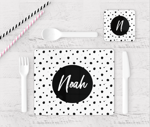 Personalised Dotty Placemat- Black