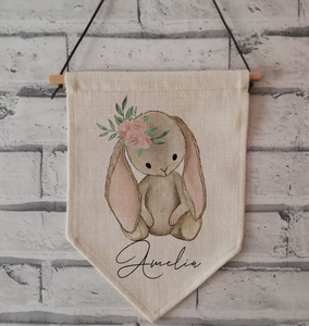 Personalised Bunny Linen Pennant
