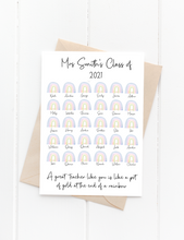 Load image into Gallery viewer, Personalised Rainbow Teacher Card

