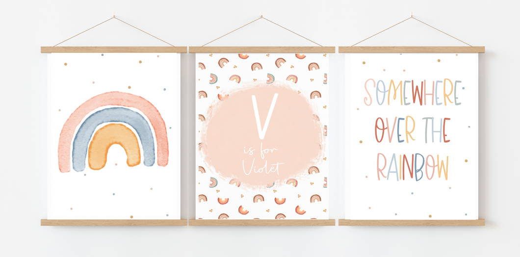Set of 3 Personalised Rainbow A4 Prints