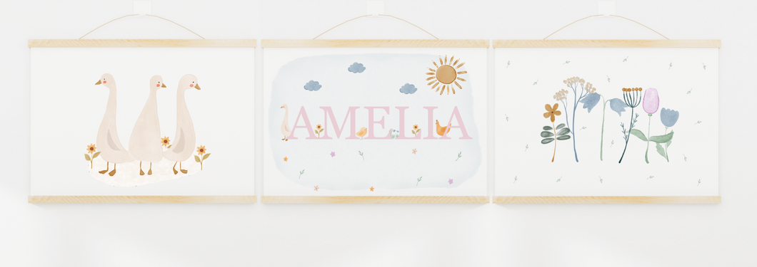 Set of 3 Personalised Nature Collection A4 Print