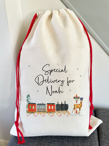 Personalised Winters Journey Christmas Sack