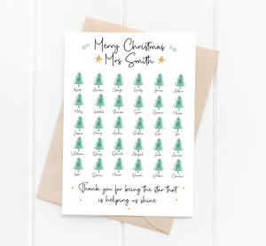 Personalised Christmas Tree Class Card