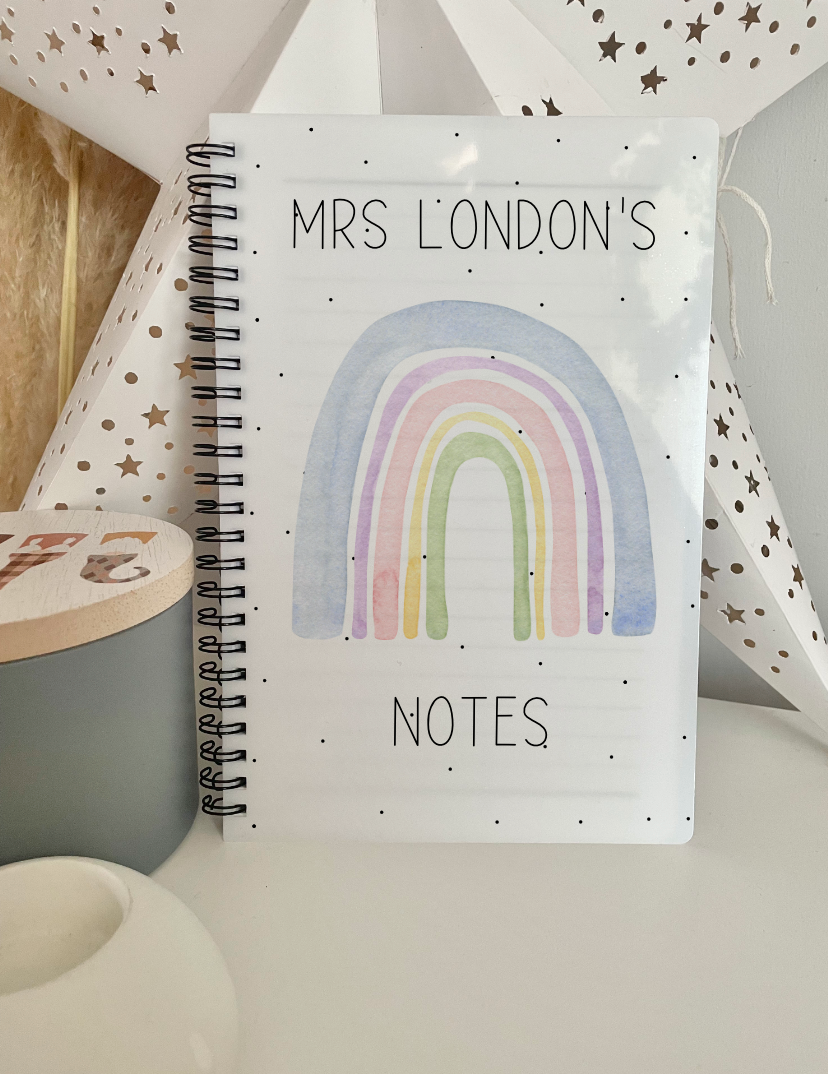 Personalised Rainbow Teacher Notebook