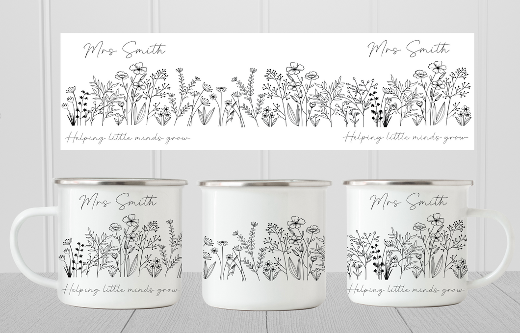 Wildflower Teacher Enamel Mug