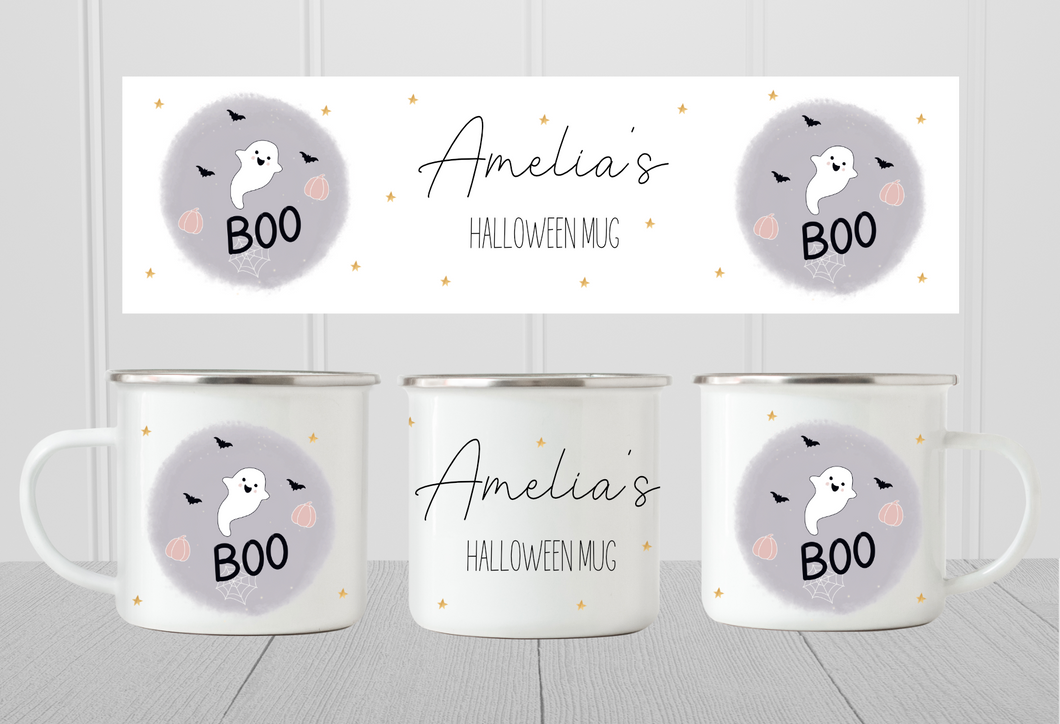 Boo Halloween Enamel Mug